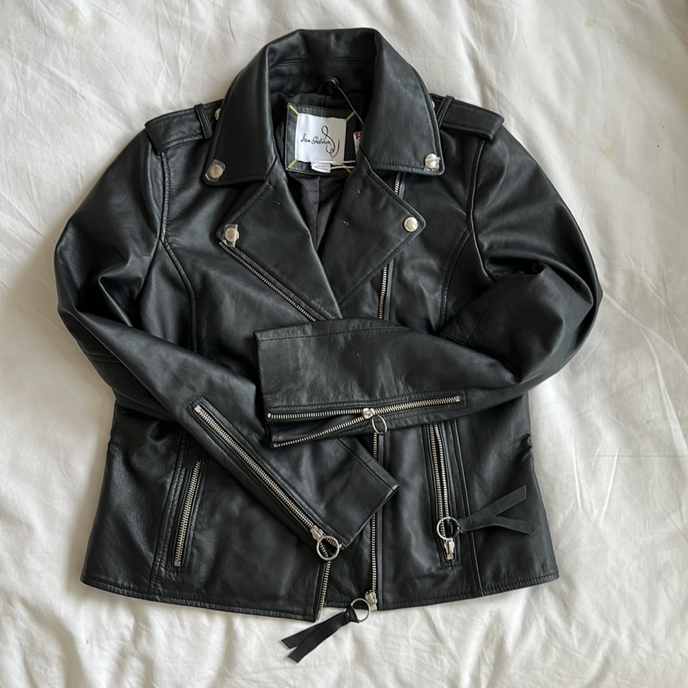 Brand new w/tags black Sam Edelman, leather motorcycle jacket. Never been worn. - Picture 5 of 8